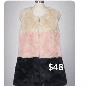 Ark & Co Cream Faux Fur Vest